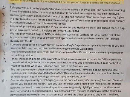 Note left for Susanne on 92724