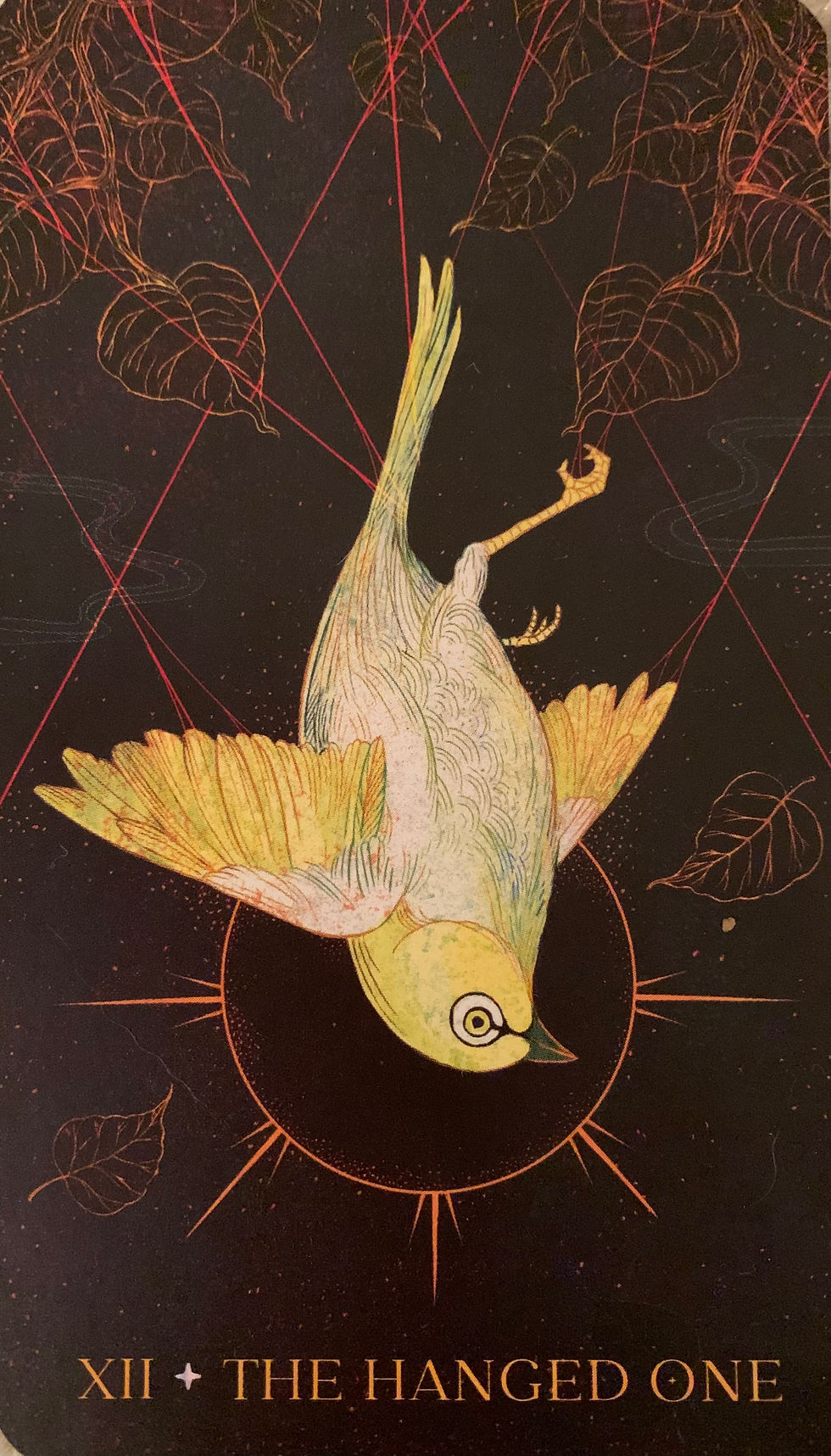 The Hanged One from the Oriens Animal Tarot Deck by Ambi Sun