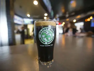 danny boy beer in a logo glass