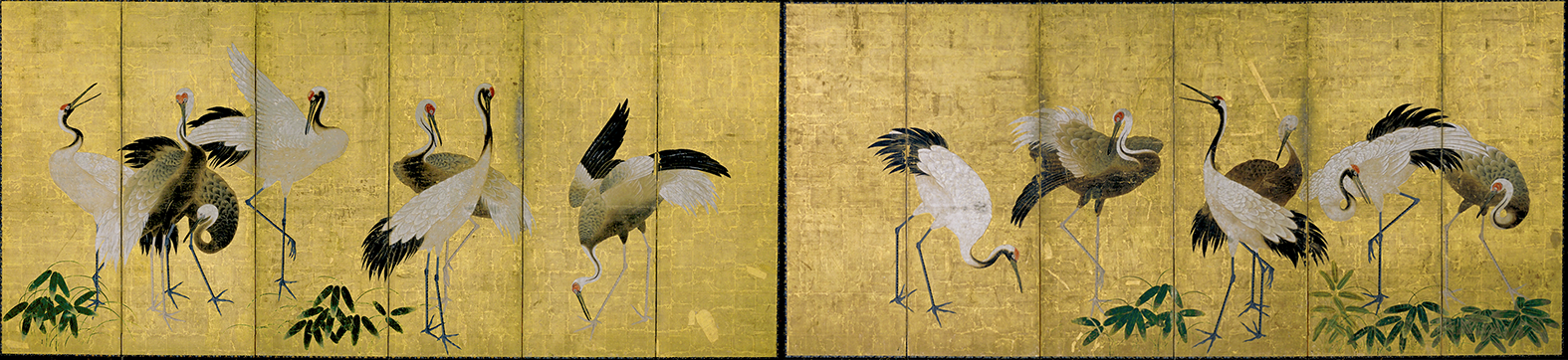 金地鶴屏風(狩野派 江戸時代前期)