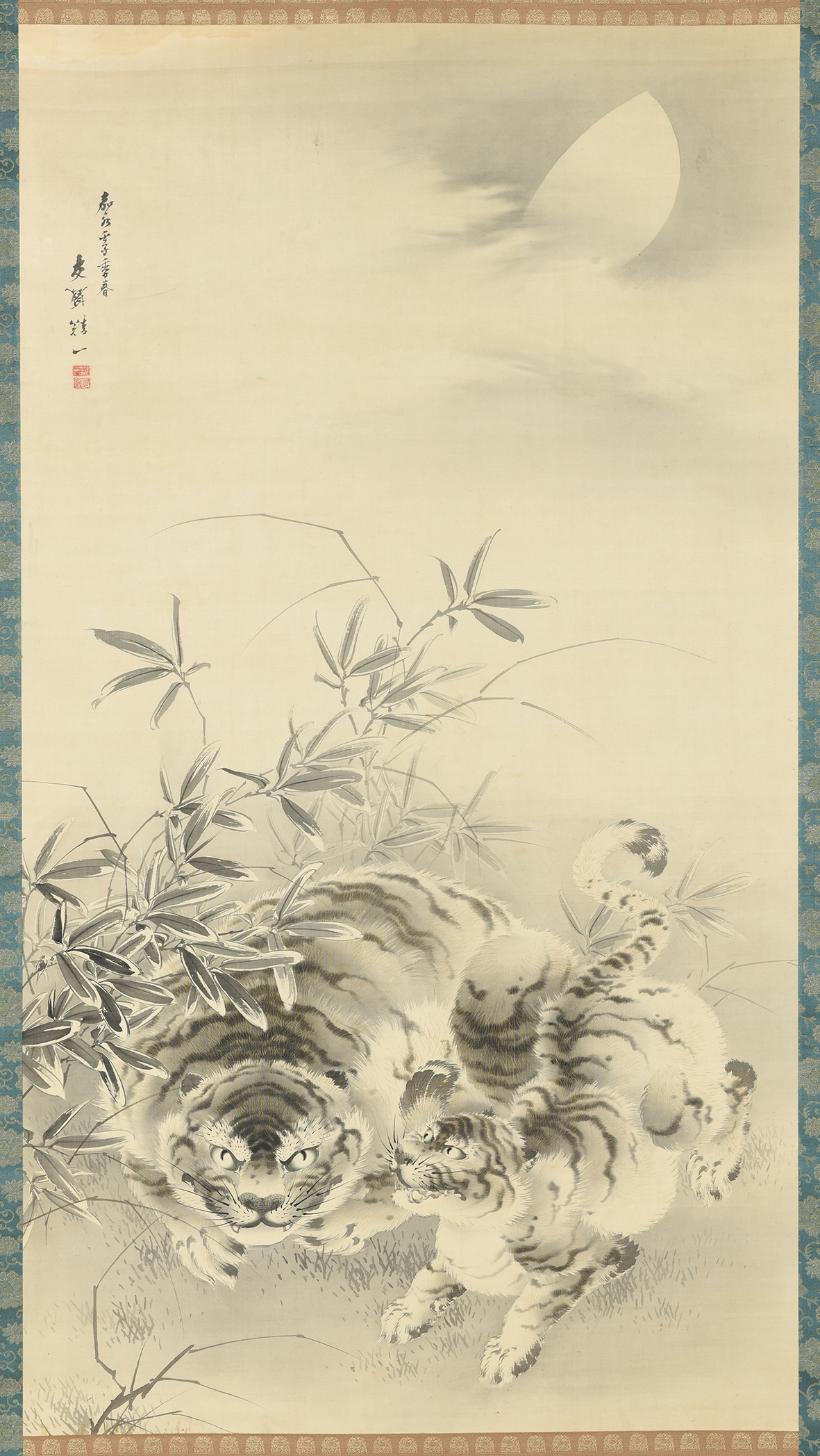 月下乳虎図(堀江友聲)
