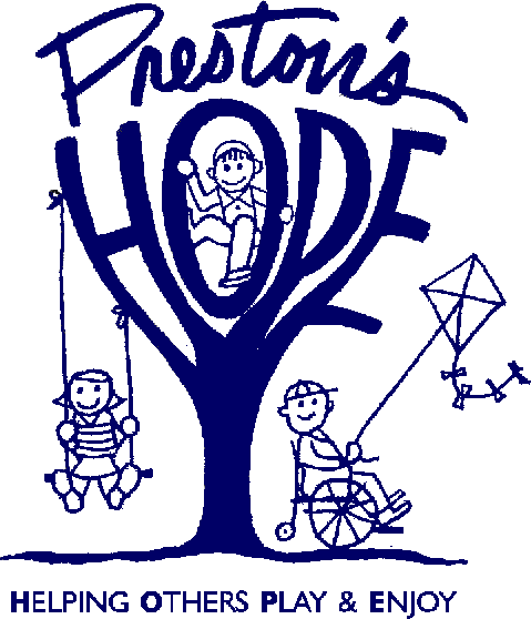 Logo with tree and kids playing. Tree in the shape of the word hope.