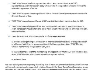 News | WDSF Recognizes DanceSport Asia As The New Representative In Asia!