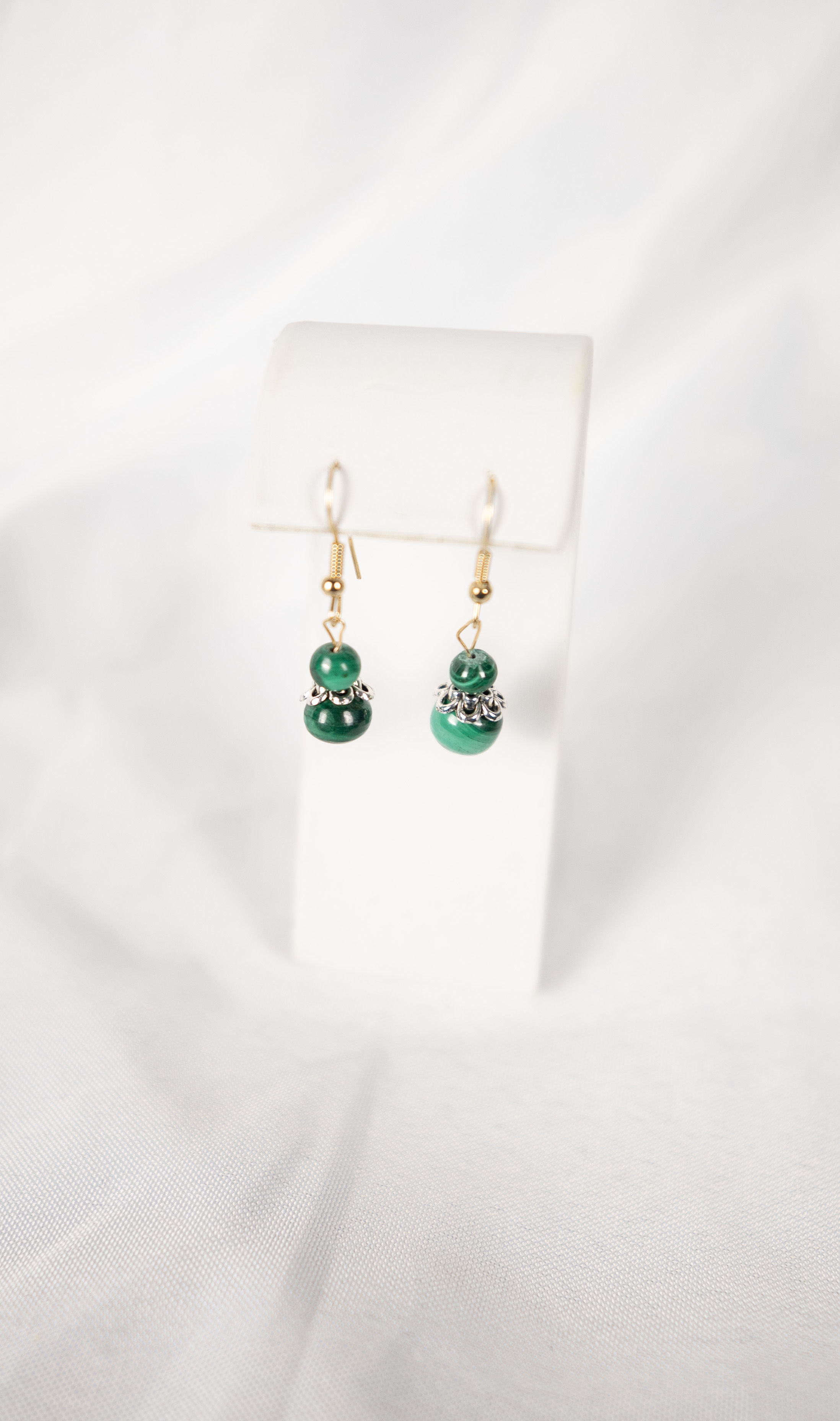 Earrings in malachite