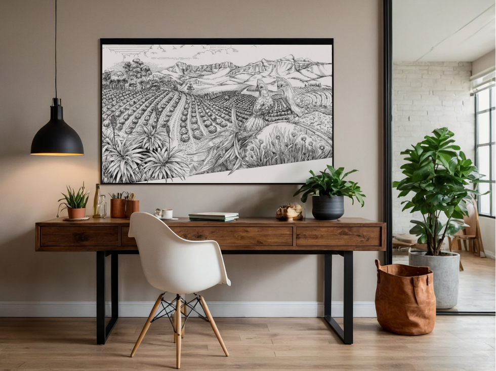 Dipped Pen & Ink Illustration | Hand-Illustrated | Custom Illustrated Wallpaper