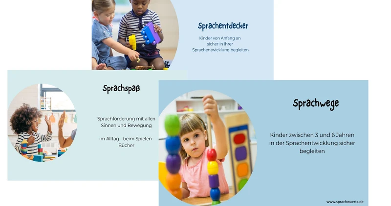 Spielende Kinder mit Bezug zur Sprachförderung