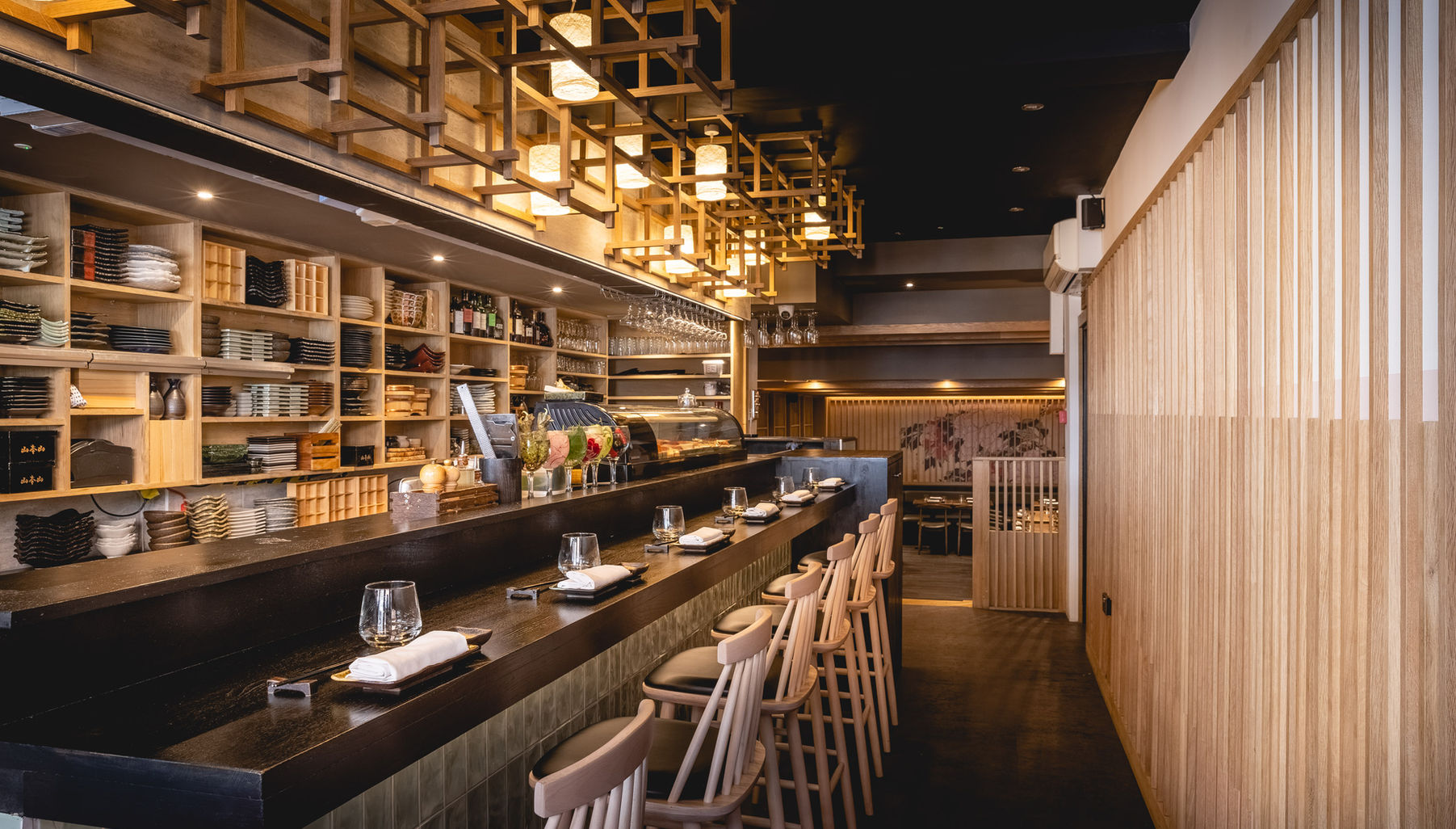 Japanese restaurant, steak & sushi restaurant, Japanese restaurant design, London, sushi bar, Japanese interior decorating