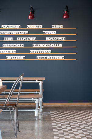 Gelateria, cafe design, Wakayama, menu board, Muzo