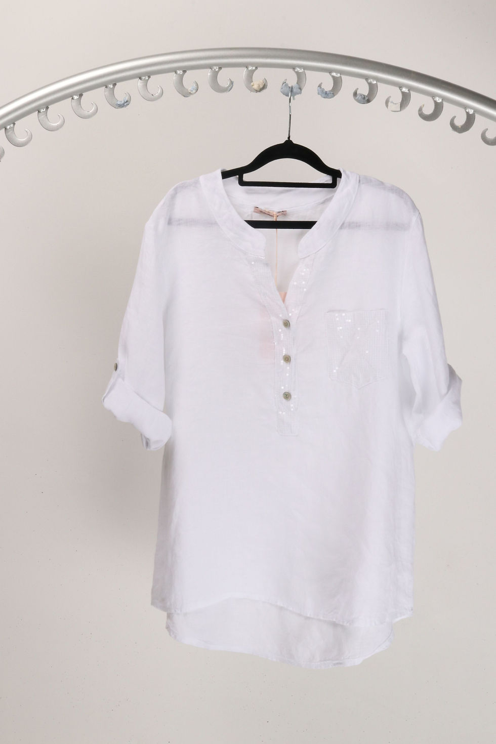 Thumbnail: Linen Shirt with Sequin Pocket
