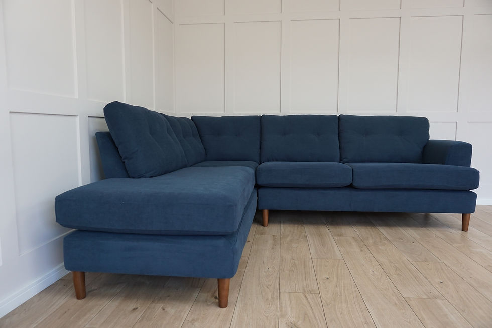 Thumbnail: Navy Blue Aquaclean Chenille Cooper Left Hand Corner Sofa (Copenhagen)