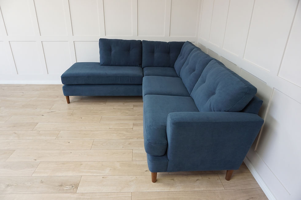 Thumbnail: Navy Blue Aquaclean Chenille Cooper Left Hand Corner Sofa (Copenhagen)