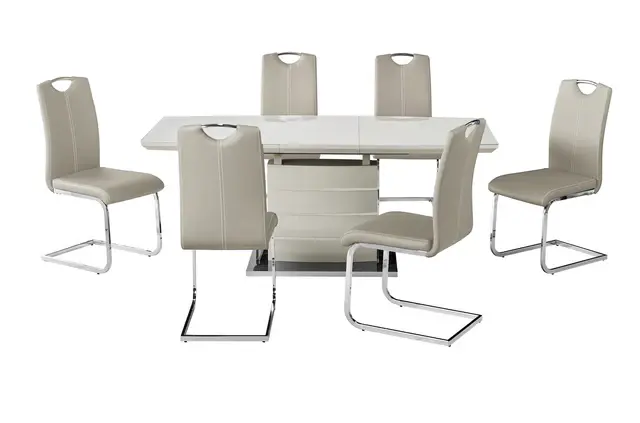 Thumbnail: MILAN Cappuccino Extending Dining Table With 6 Matching Chairs