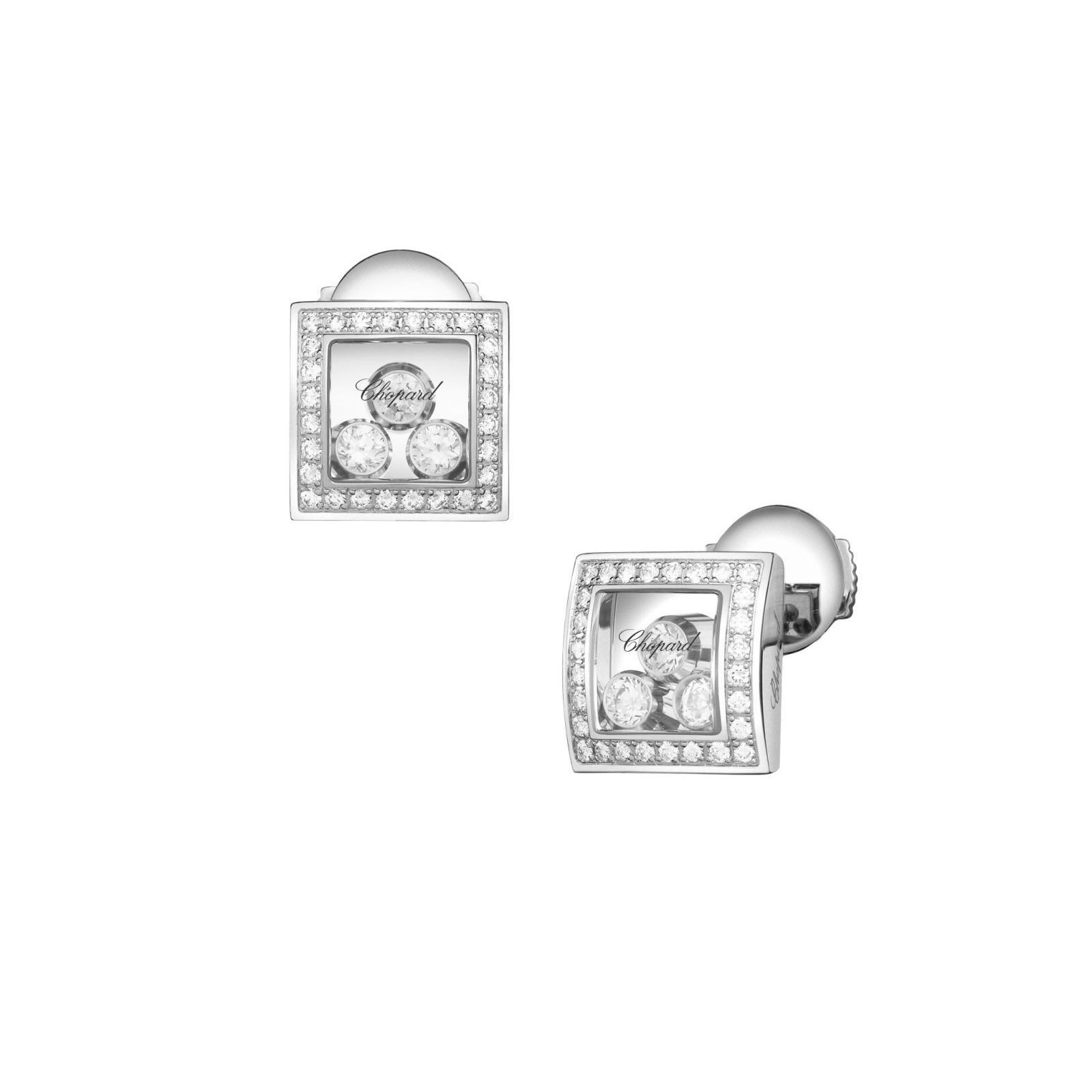 CHOPARD HAPPY CURVES WHITE GOLD DIAMOND EARRINGS