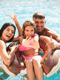 Family in Pool