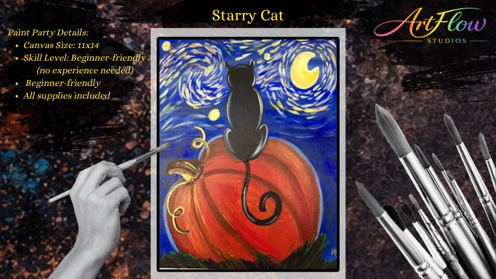 Starry Cat | $35 | Halloween Cat Paint Party (Quad Cities β Bettendorf, IA)