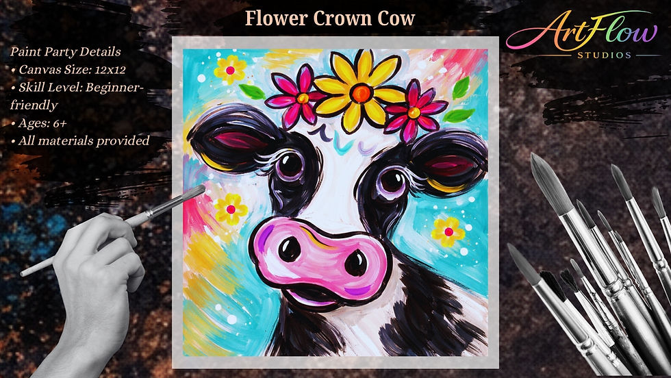 Flower Crown Cow | $29 | Paint & Sip Night (Quad Cities – Moline, IL)