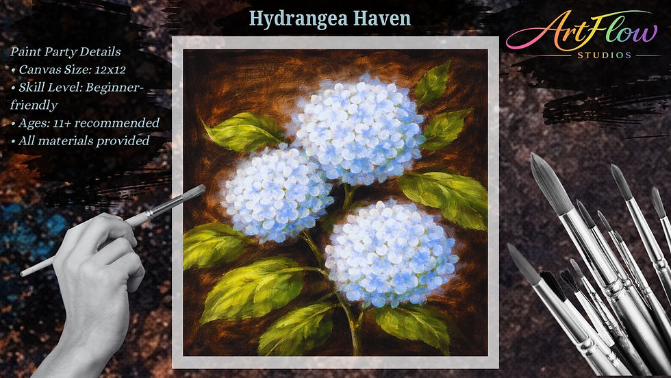 Hydrangea Haven | $29 | Floral Paint Night (Quad Cities – Moline, IL)