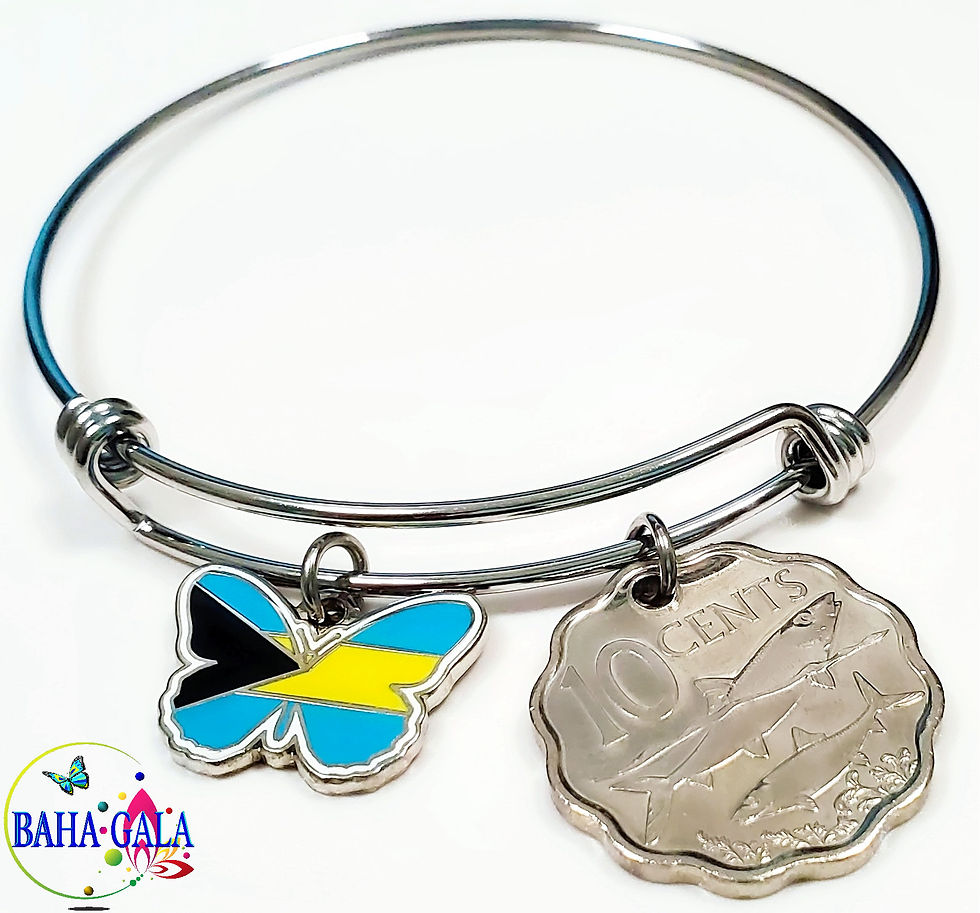 Thumbnail: The Lovely "Bahamian Butterfly" Charm & Coin Bangle.