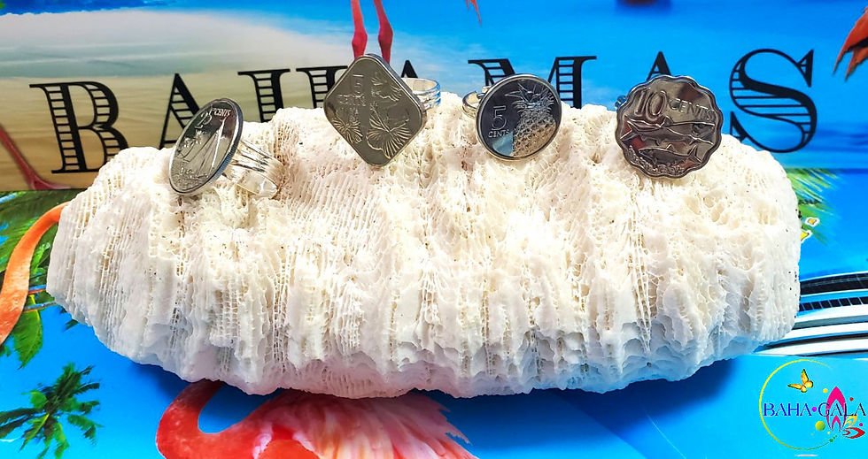 Thumbnail: Authentic Bahamian $0.5 Cent Coin Adjustable Ring.