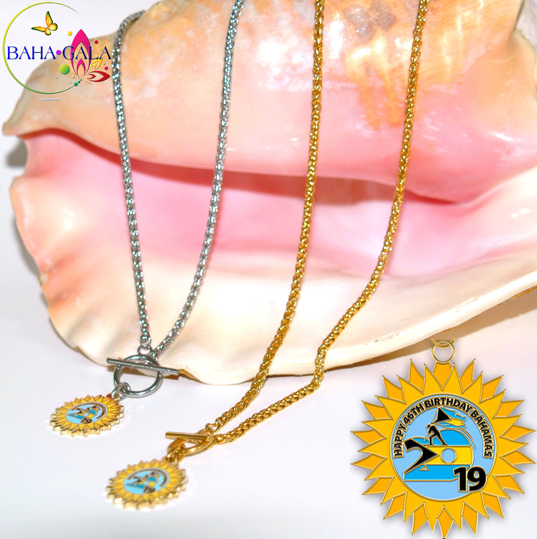 BG Independence "Sun Coin" Stainless Steel Rope Chain Pendant