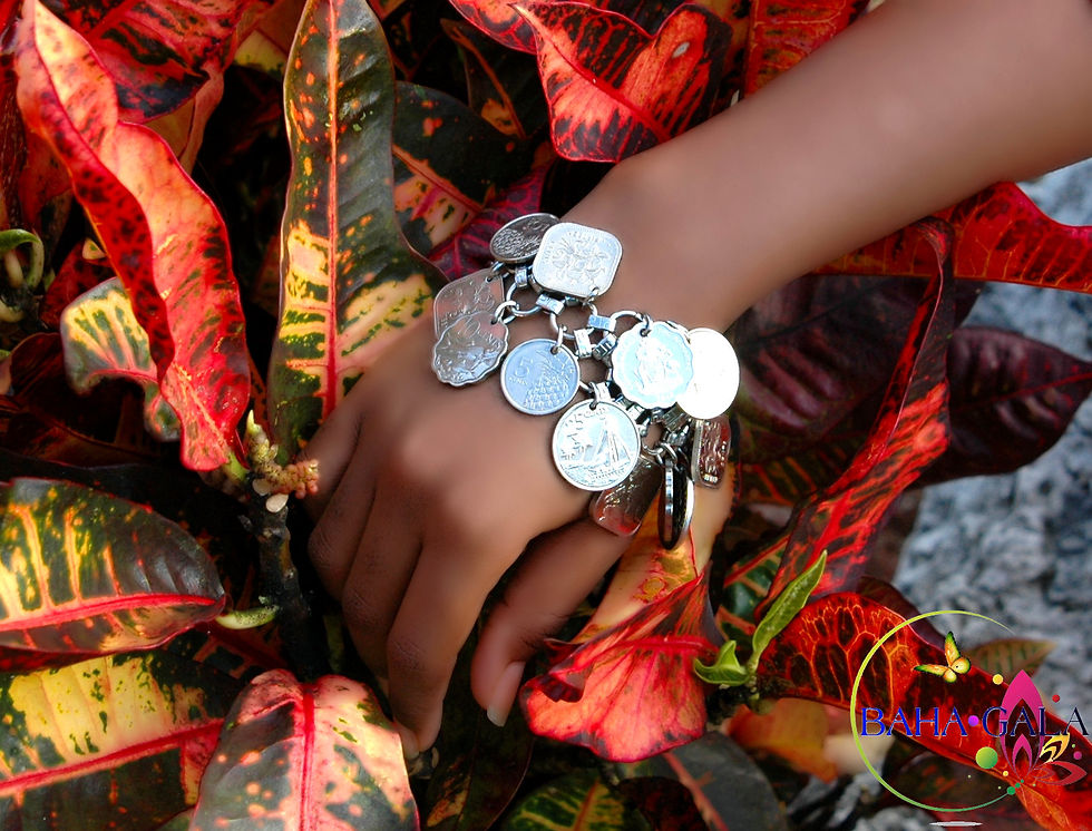 Thumbnail: Gorgeous Authentic Bahamian Coins Butterfly Bracelet.