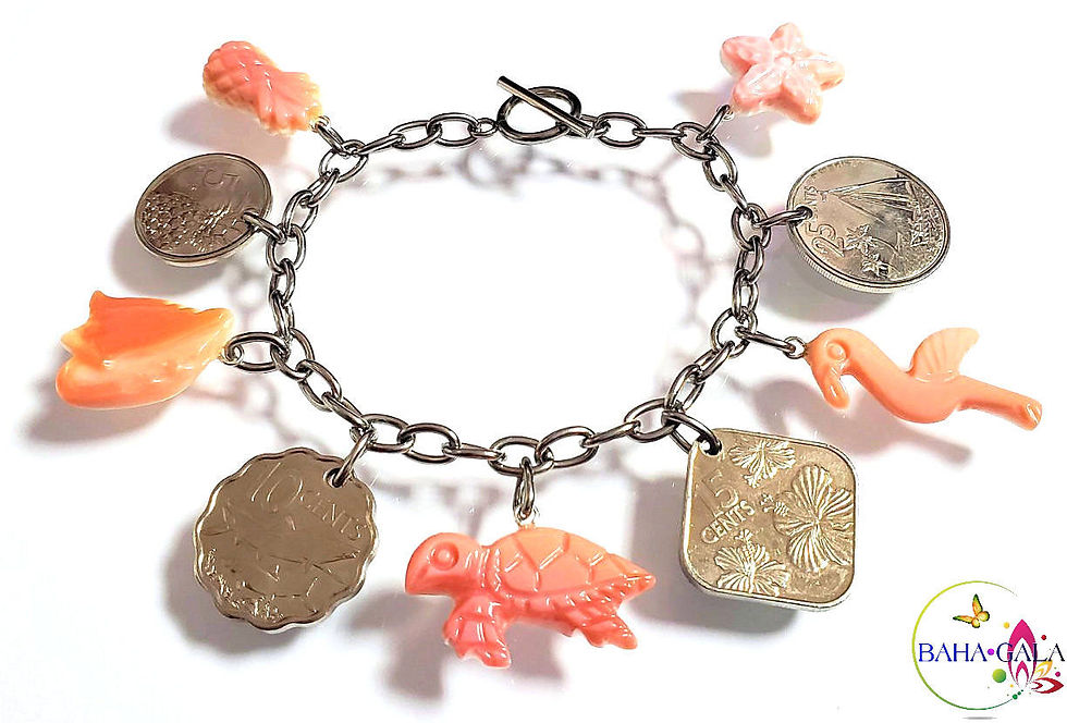 Thumbnail: Authentic Bahamian Coins & Charm Stainless Steel Bracelet.