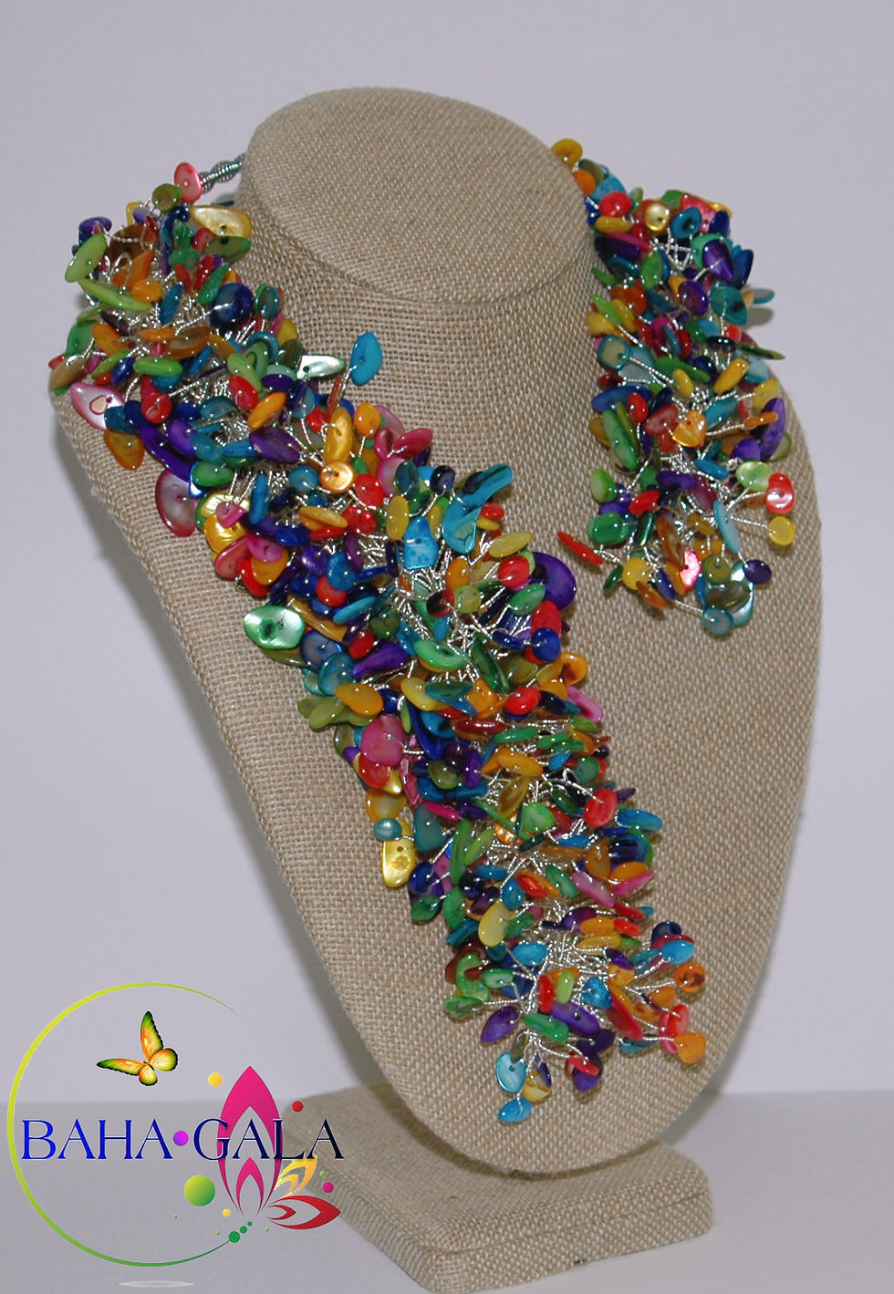 Thumbnail: Multicolored Mother of Pearl Necklace Set.