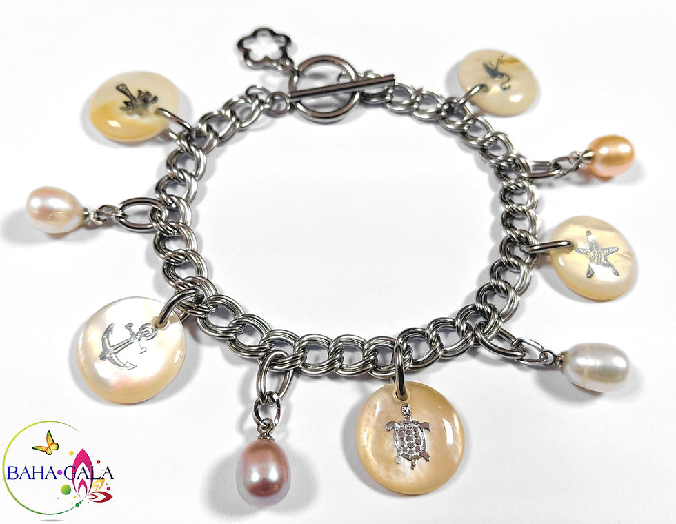 Thumbnail: BG Aquatic Double Linked Stainless Steel Charm Bracelet.