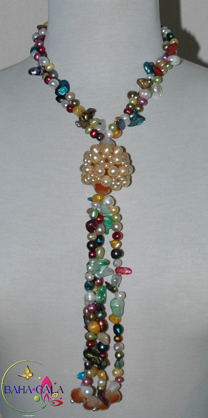 Thumbnail: Stunning Multicolored Freshwater Pearls Necklace & Earring Set.
