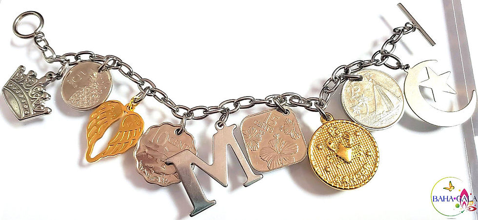 Thumbnail: Authentic Bahamian Coins & Charm Stainless Steel Bracelet.