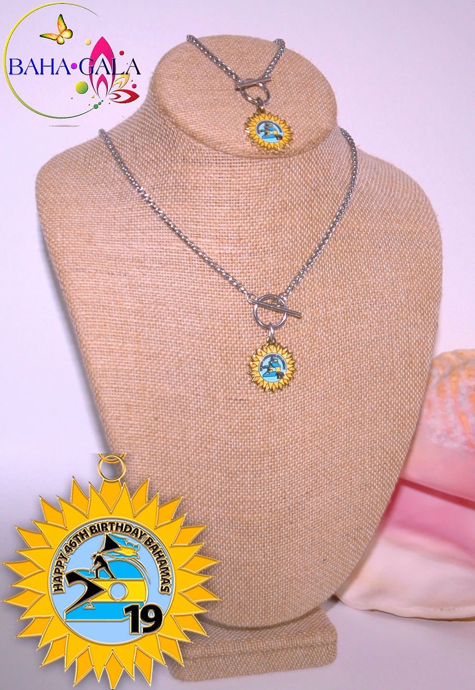 Thumbnail: BG Independence "Sun Coin" Stainless Steel Rope Chain Pendant
