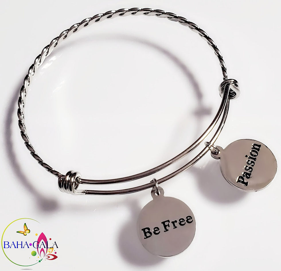 Thumbnail: BG "Inspire" Stainless Steel "Butterfly Twist" Adjustable Charm Bangle.