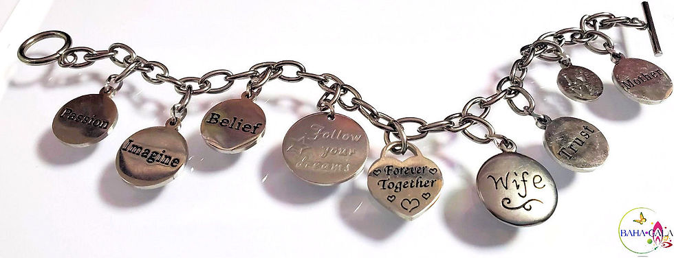 Thumbnail: Beautiful Stainless Steel Motivational Charm Bracelet.