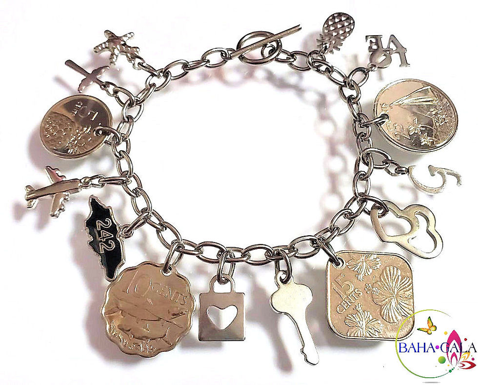 Thumbnail: Authentic Bahamian Coins & Charm Stainless Steel Bracelet.
