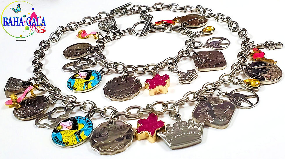 Thumbnail: Authentic Bahamian Coins & Charm Stainless Steel Necklace & Bracelet Set.