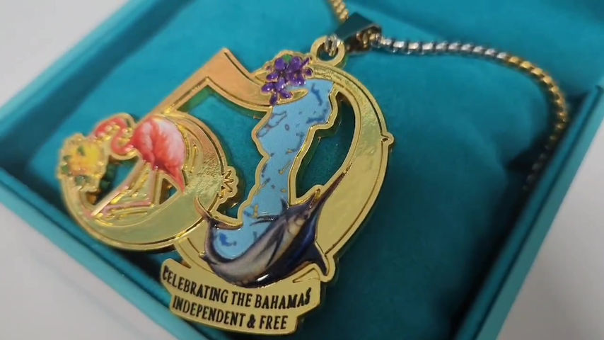 Thumbnail: BG "Islands Of The Bahamas" 35mm Stainless Steel Gold Pendant.