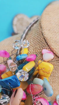 Thumbnail: Multicolored Mother of Pearl & Crystals Necklace Set.