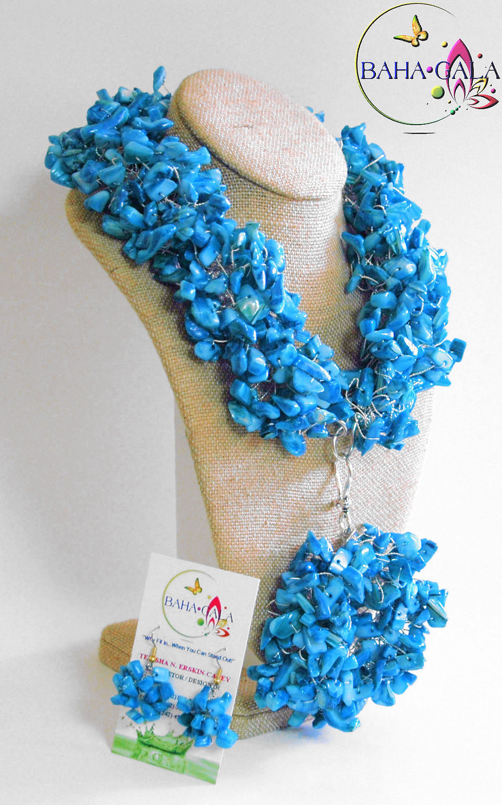 Thumbnail: Stunning 3 Piece Turquoise Mother of Pearl Set.