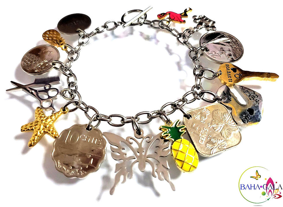 Thumbnail: Authentic Bahamian Coins & Charm Stainless Steel Bracelet.