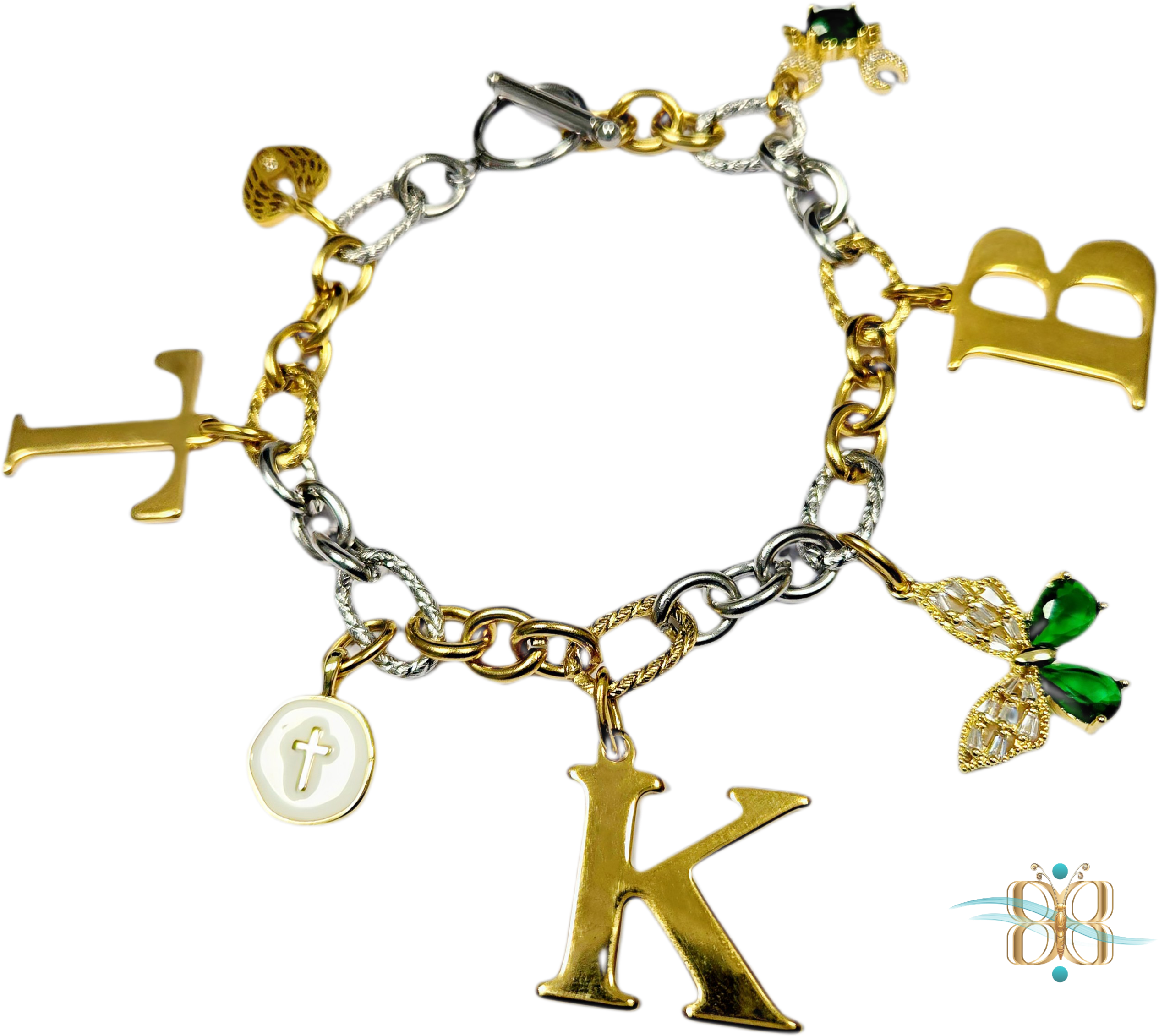 BG Two-Tone Goddess Charm Bracelet 