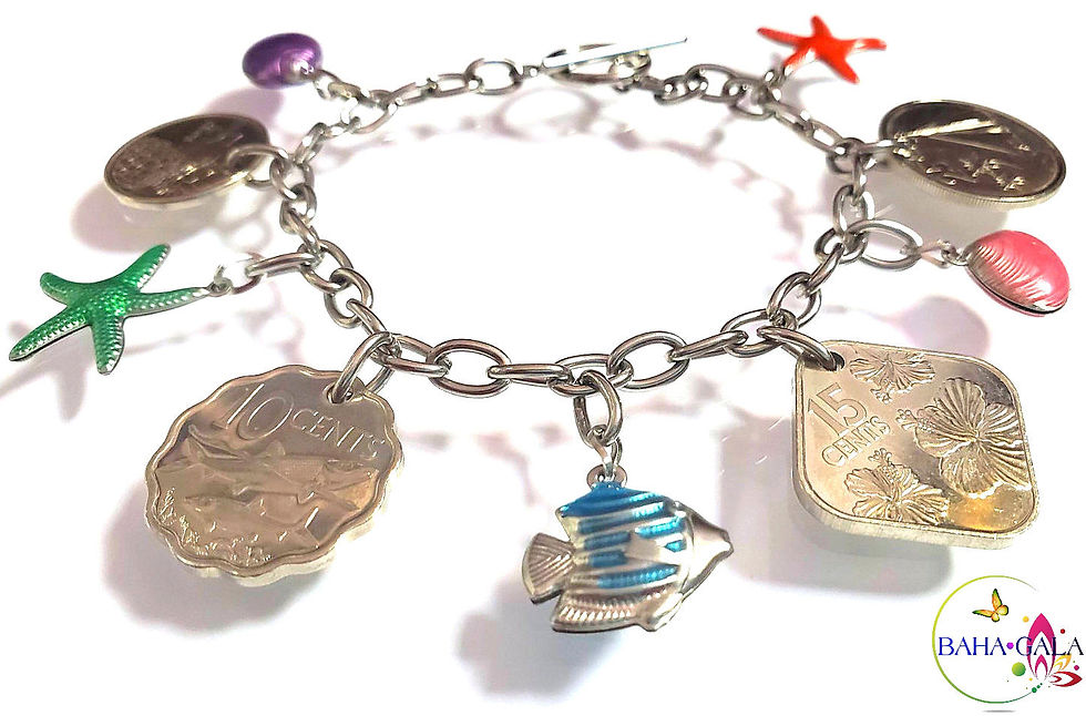Thumbnail: Authentic Bahamian Coins & Charm Stainless Steel Bracelet.