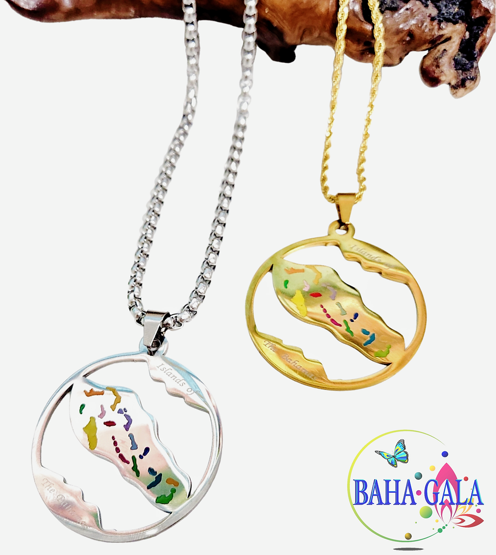 Thumbnail: BG "Islands Of The Bahamas" 35mm Stainless Steel Gold Pendant.