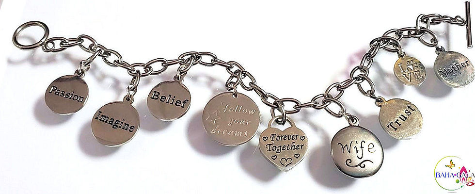Thumbnail: Beautiful Stainless Steel Motivational Charm Bracelet.