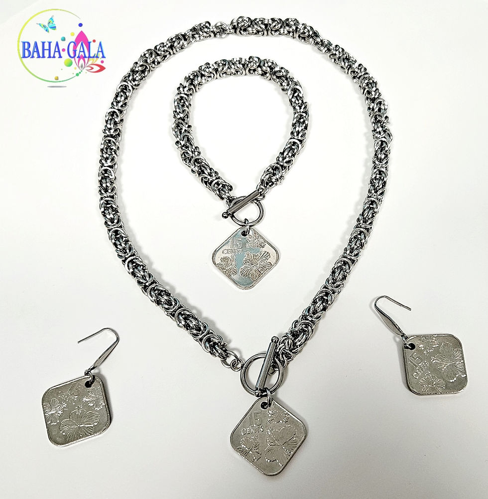 Thumbnail: Elegant 3-Piece Stainless Steel Necklace Set.