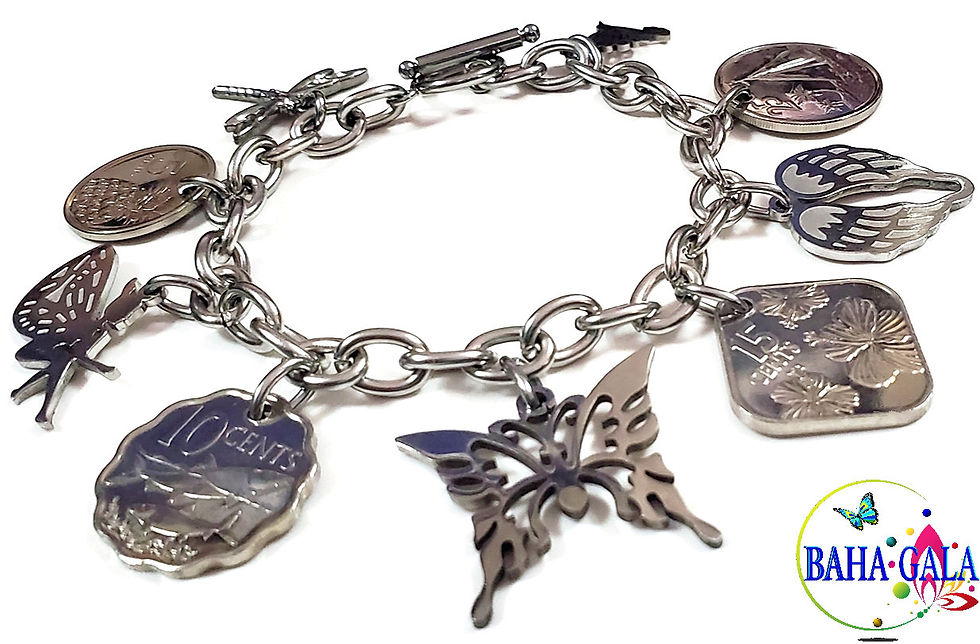 Thumbnail: Authentic Bahamian Coins & Charm Stainless Steel Bracelet.