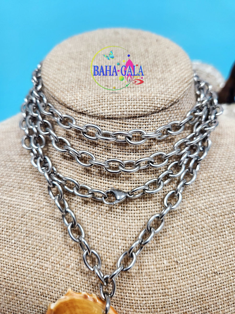 Thumbnail: Large Spiral Carved Conch Shell Opera Necklace. 