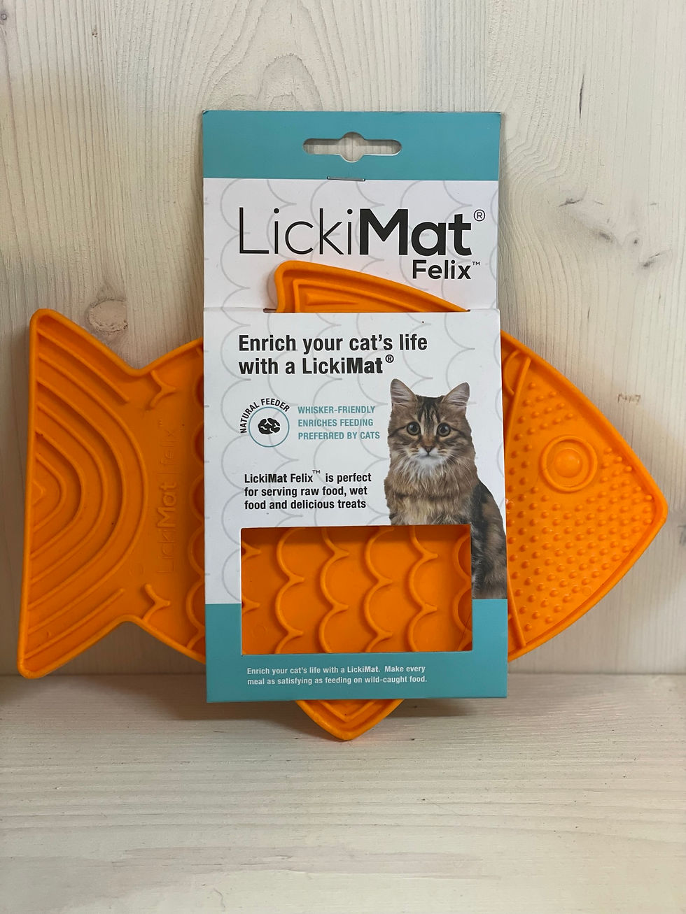Leckerlimatte LickiMat Felix: Orange Fischform, Katzenspielzeug