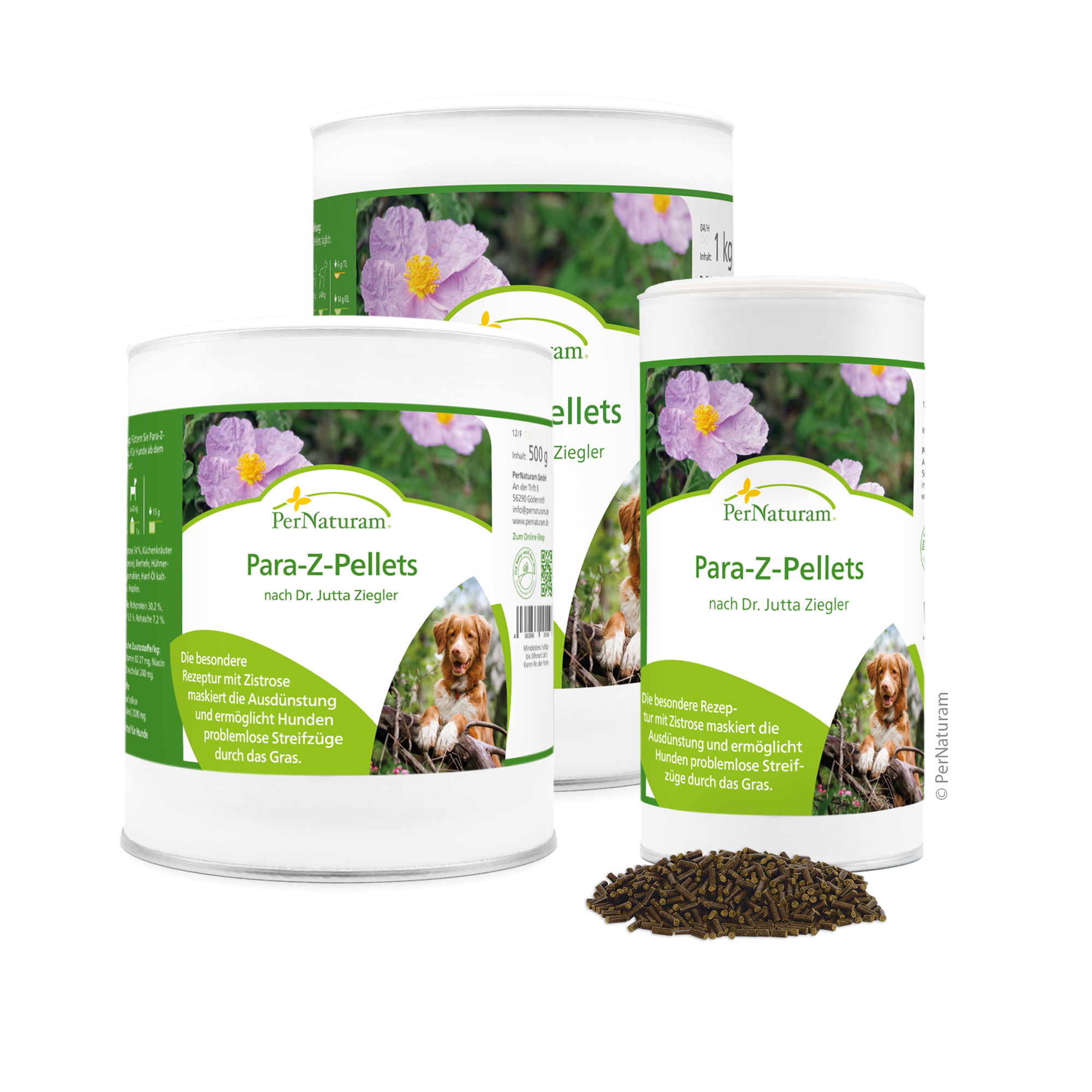 Drei Dosen Para-Z-Pellets für Hunde