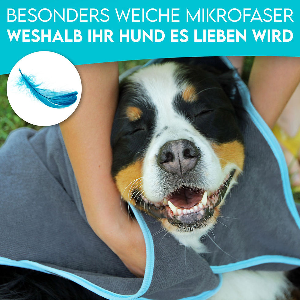 Miniaturbild: Hund mit weichem Mikrofasertuch: Besonders weiche Mikrofaser, weshalb Ihr Hund es lieben wird