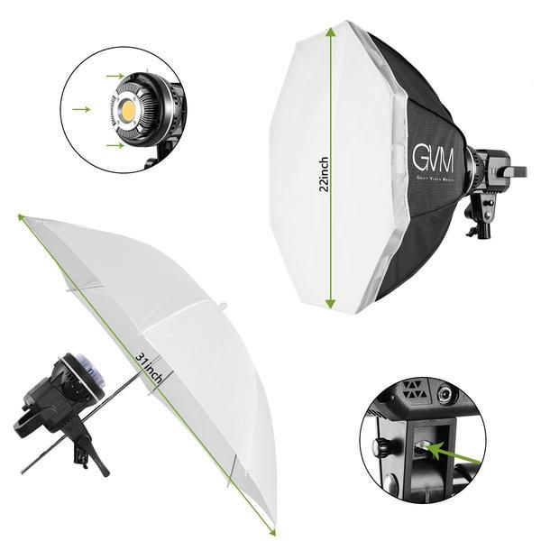 الصورة المصغرة: GVM LED Video Soft Light (Daylight-Balanced) NEW 80W LED 1-Light Kit+Softbox